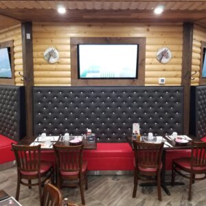 Button Tufted Design Booth